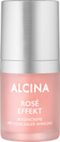 Produktabbildung mattrosafarbener Pumpspender aus Glas mit mattsilbernem Deckel, ALCINA Rosé Effekt Augencreme, Inhalt 15 ml