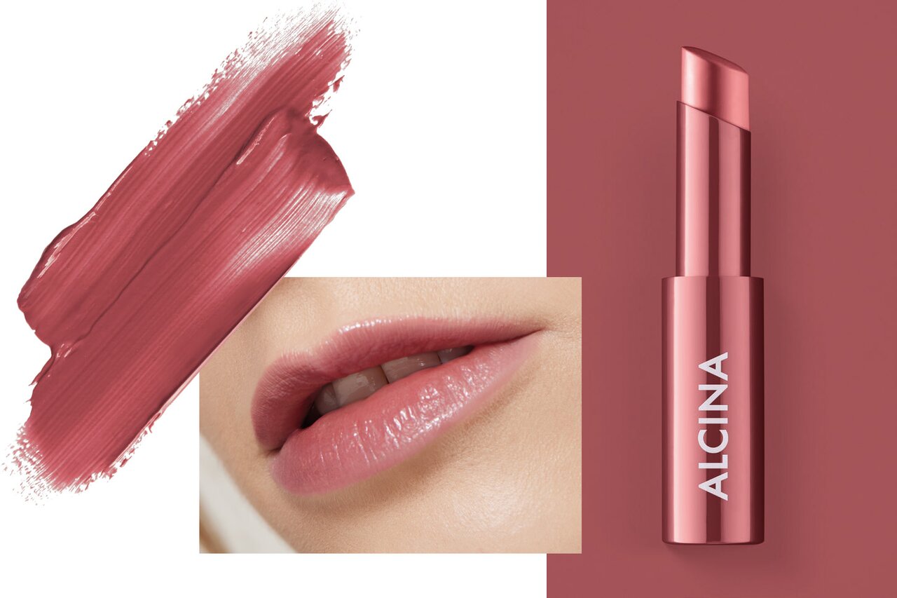 Lippen wirken natürlich und glänzen Nahaufnahme von schimmernden, gepflegten Lippen einer Frau, die den Make-up Trend „Sheer Lips“ repräsentiert
