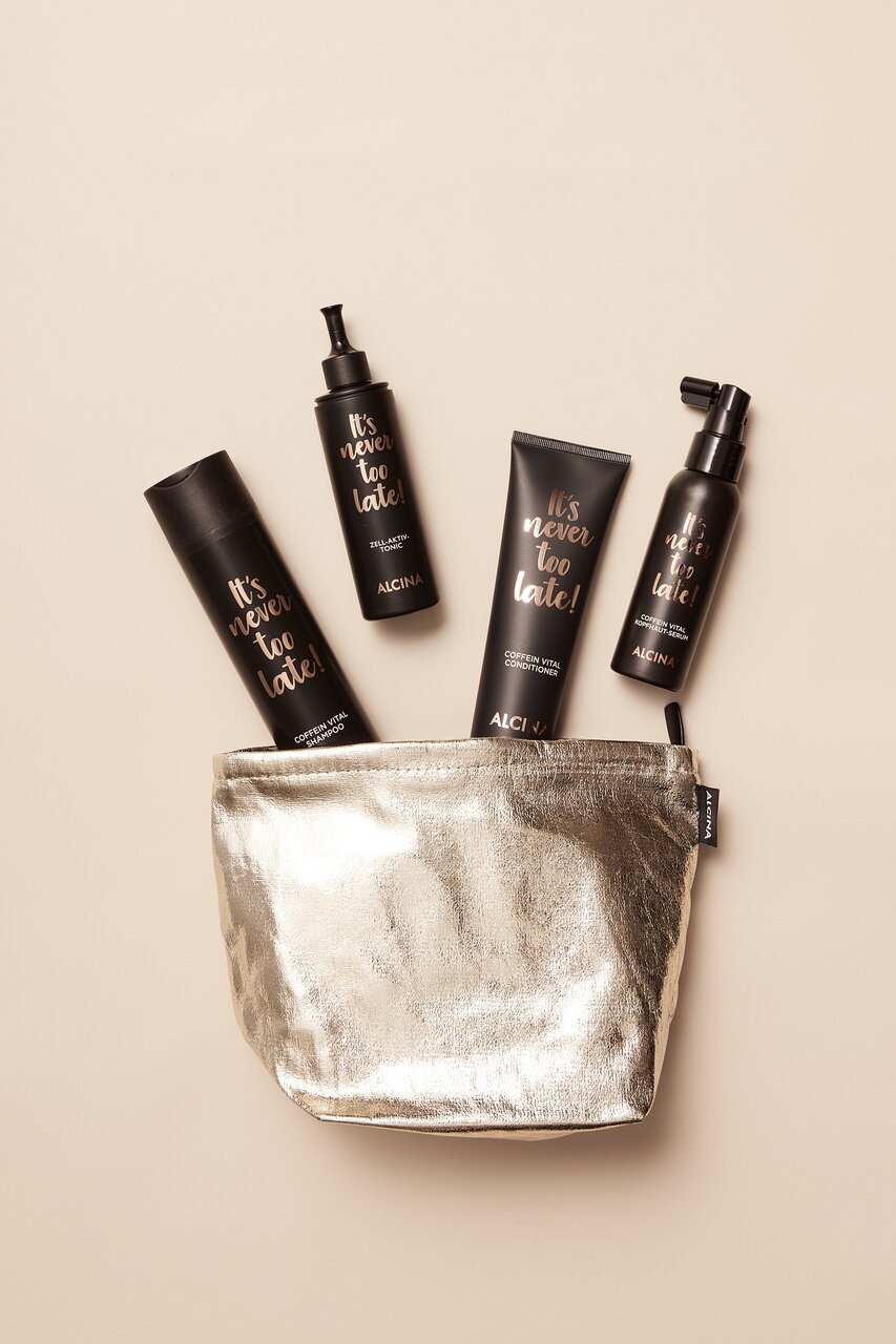 Die It's never too late Haut- und Haarpflege glänzen in schwarz und gold Weihnachtsgeschenke schwarz gold