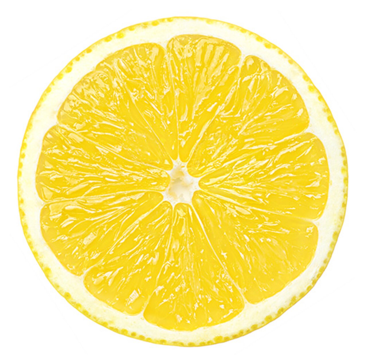 Aufgeschnittene saftige Zitrone auf weißem Hintergrund als Sinnbild für Vitamin C als Bestandteil einer gesunden und ausgewogenen Ernährung