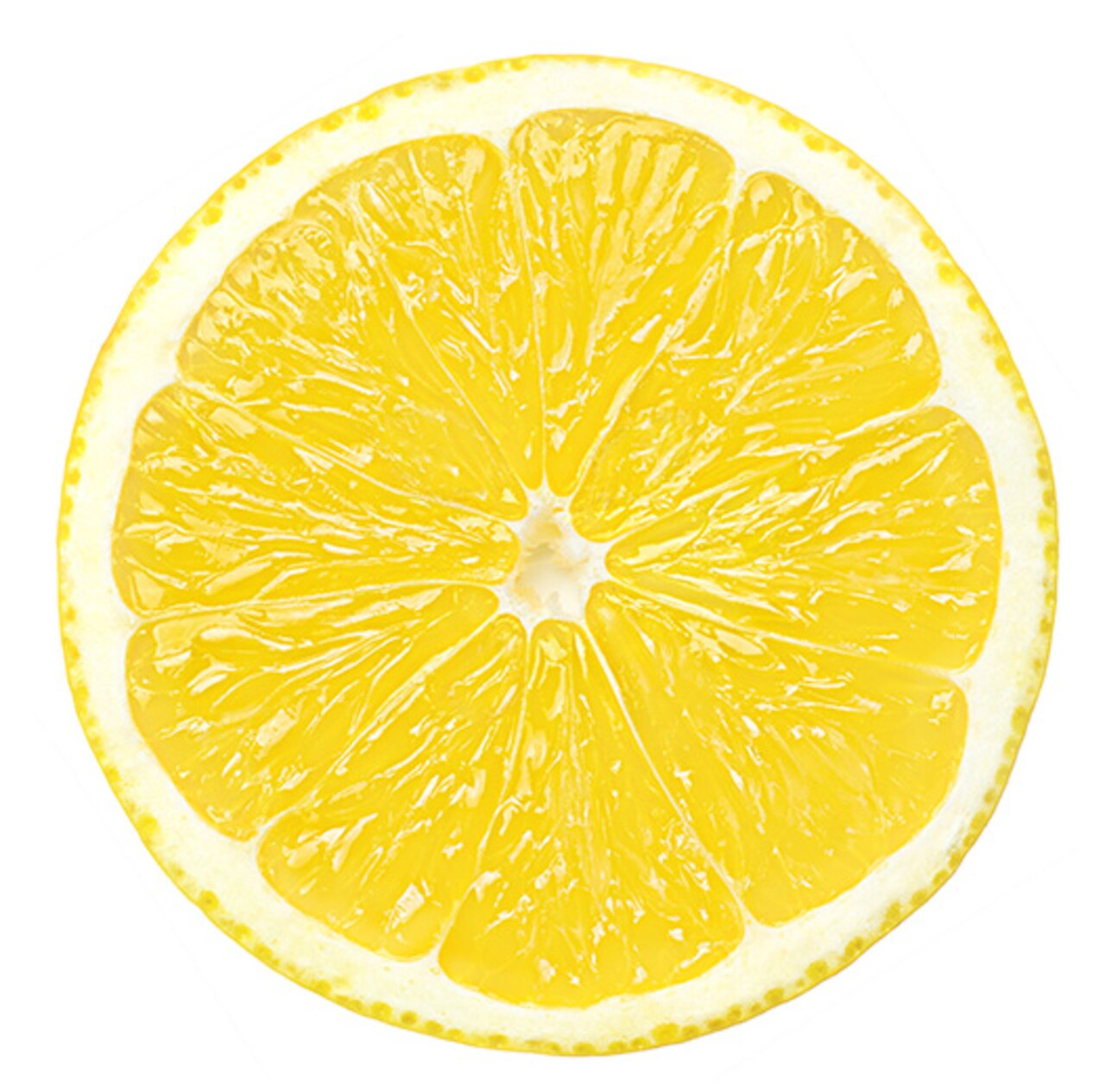 Aufgeschnittene saftige Zitrone auf weißem Hintergrund als Sinnbild für Vitamin C als Bestandteil einer gesunden und ausgewogenen Ernährung