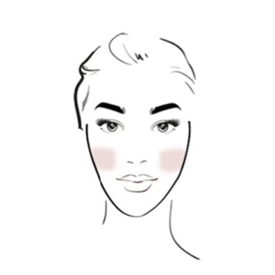 Illustration mit der Empfehlung für einen Rouge-Auftrag für eine längliche Gesichtsform