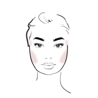 Illustration mit der Empfehlung für einen Rouge-Auftrag für eine runde Gesichtsform