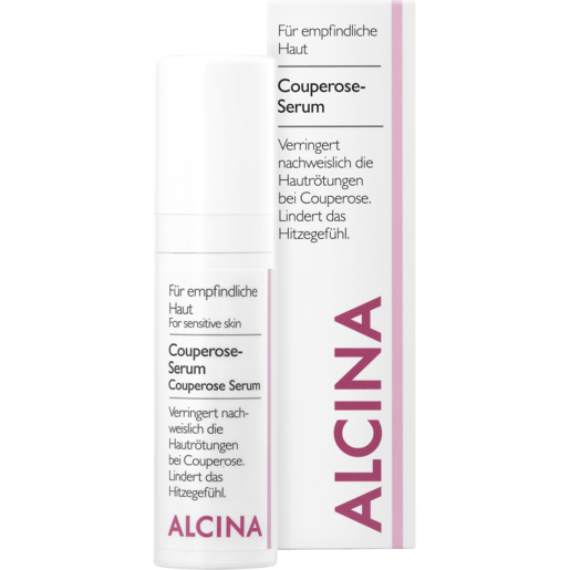 Pumpspender und Faltverpackung ALCINA Couperose Serum  verringert Hautrötungen in der Größe 30ml