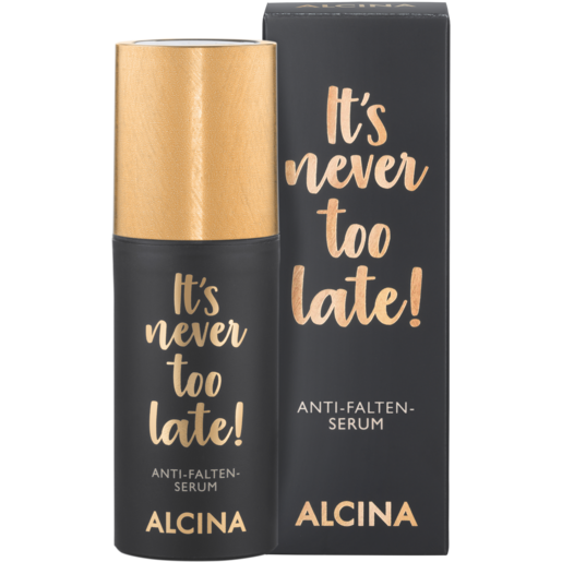 Pumpspender und Faltverpackung ALCINA It’s never too late Anti-Falten-Serum bei Zeichen der Hautalterung in der Größe 30ml