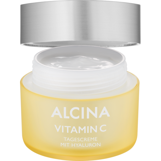 offener Tiegel ALCINA Vitamin C Tagescreme gegen frühzeitige Hautalterung in der Größe 50ml