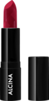 Produktabbildung offener Lipstick in der Farbnuance cold red und weißer Aufschrift ALCINA