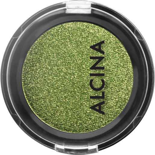 ALCINA intensiver Lidschatten mit metallischen Farbpigmenten in der Farbe cosmic green - eine goldgrüne Farbnuance