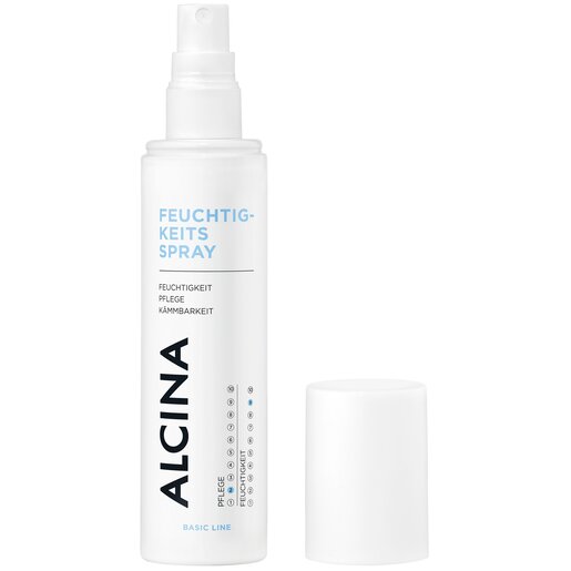 Produktabbildung geöffnete ALCINA Feuchtigkeits-Spray Pflegespray für bessere Kämmbarkeit in der Größe 125 ml