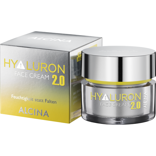 Tiegel und Faltverpackung ALCINA Hyaluron 2.0 Face Cream für trockene Haut in der Größe 50ml