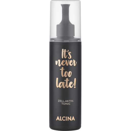 schwarze Applikatorflasche mit kupferfarbener Aufschrift ALCINA It's never too late Zell-Aktiv-Tonic, Inhalt 125 ml