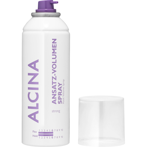 geöffnete Sprühflasche ALCINA Ansatz-Volumen-Spray Aerosol für mehr Volumen und Halt am Ansatz in der Größe 200 ml