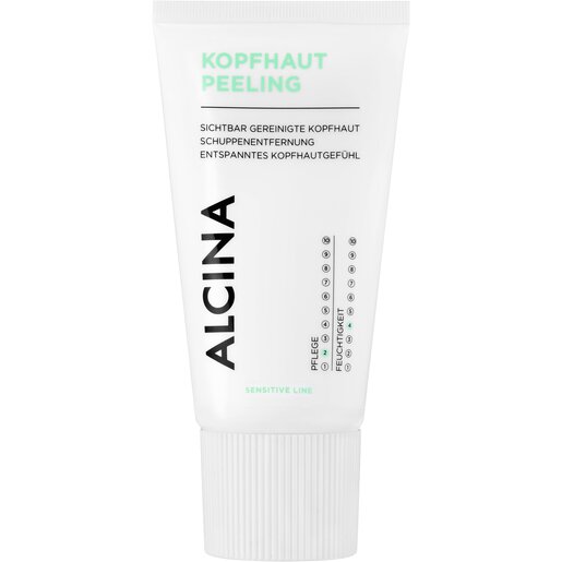 Produktabbildung weiße Tube ALCINA Kopfhaut Peeling mit Inhalt 150 Milliliter