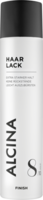 ALCINA Haarlack in schlanker weißer Sprühdose mit schwarzem Deckel, extra starker Hold Faktor 8 von 10 für langanhaltende Styles ohne Rückstände und leicht auskämmbares Finish.