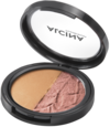 ALCINA Powderblush rosé-brown geöffnet, zweifarbiges Puder-Duo aus warmem Bronzer und zartem Rosé-Blush in schwarzer Kompaktdose.