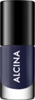 ALCINA Nail Color in Purple Grey, kräftiger Nagellack in einem tiefen Blau-Violett-Ton im kompakten Glasflakon mit schwarzer Kappe für ein ausdrucksstarkes Nageldesign.