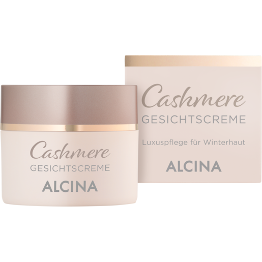 Tiegel und Faltverpackung ALCINA Cashmere Gesichtscreme für trockene und strapazierte Haut in der Größe 50ml