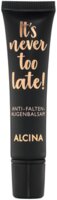 Produktabbildung stehende Tube in der Farbe schwarz mit kupferfarbener Aufschrift It's never too late Anti Falten Augenbalsam